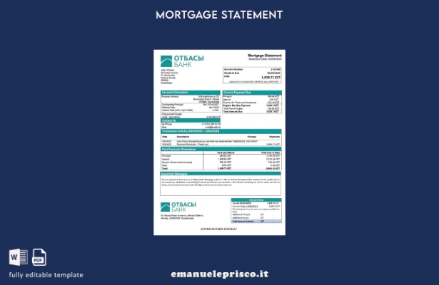 stile verificato Estratto conto ipotecario della Kazakistan Otbasy Bank Modello 